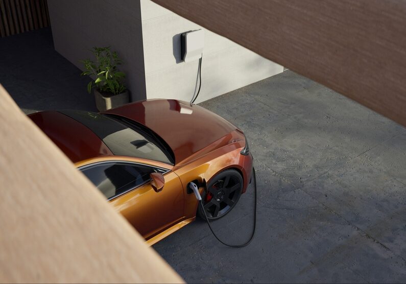 High,Angle,Generic,Electric,Vehicle,Ev,Hybrid,Car,Is,Being